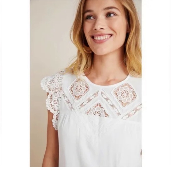 Anthropologie Tops - Anthropologie maeve Melina lace eyelet white blouse /small/